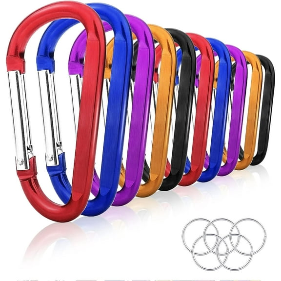 10 Pack 3'' Aluminum Spring Snap Hook Carabiner D Ring Carabiner Clip Camping Accessories Fishing Hiking Traveling and Keychain Unbranded