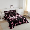 thumbnail image 3 of Erosebridal Pink Racing Car Bedding Toddler Comforter Set, Neon Geometric Down Comforter, Speed Sports Decor, Reversible, 3 of 7
