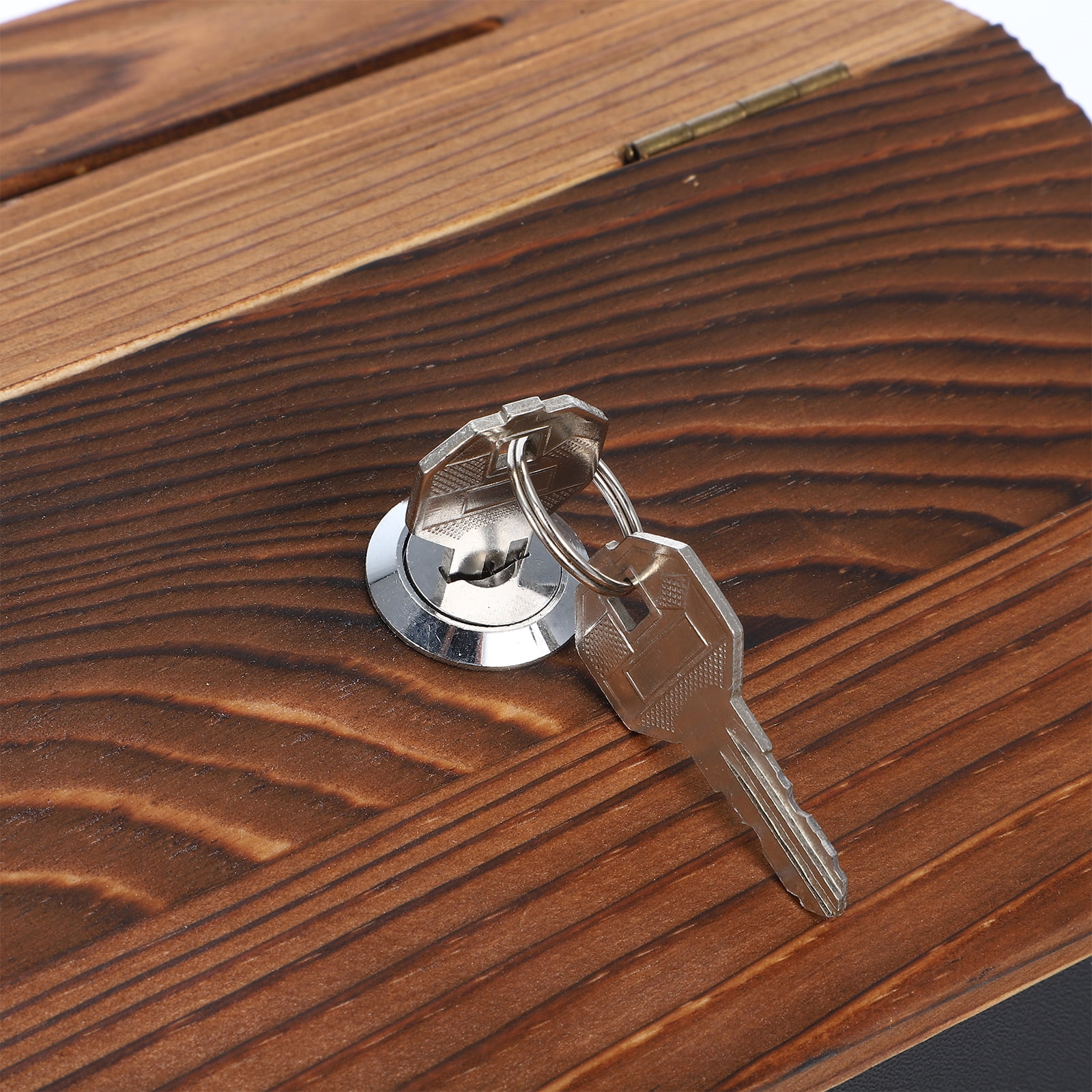 OUNONA Lockable Tip Jar with Wall Mount, Dark Brown Mailbox for Secure Tips and Donations