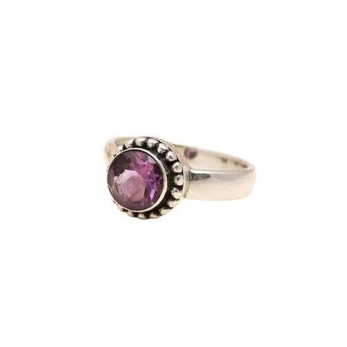 Natural Amethyst Round Gemstone 925 Sterling Silver Ring, Minimal Wedding Jewelry, Birthstone Ring, Gift For Women_7