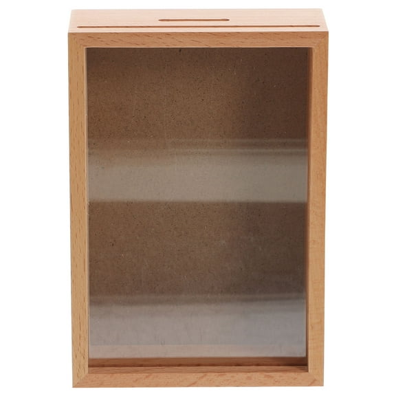 OFFIGAM Wooden Saving Box Light Brown Multipurpose Design Bank Money Storage 1 Piece