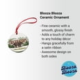 thumbnail image 2 of Triceratops Horned Dinosaur Cartoon Christmas Tree Holiday Round Ceramic Ornament, 2 of 7