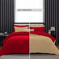thumbnail image 2 of D.N.G. BEDDINGS 3 Piece Luxury Reversible Diamond Pattern Comforter Set Premium Super Soft, All Season 800 TC, 100% Egyptian Cotton Oversized Super King Size Taupe/Red Solid Color, 2 of 7