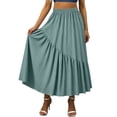 thumbnail image 6 of XuJwPNcy Skirts for Women Casual Elastic Waist Ruffle Maxi Skirt Soft Cotton Linen Summer Skirts with Pockets for Beach, 6 of 7