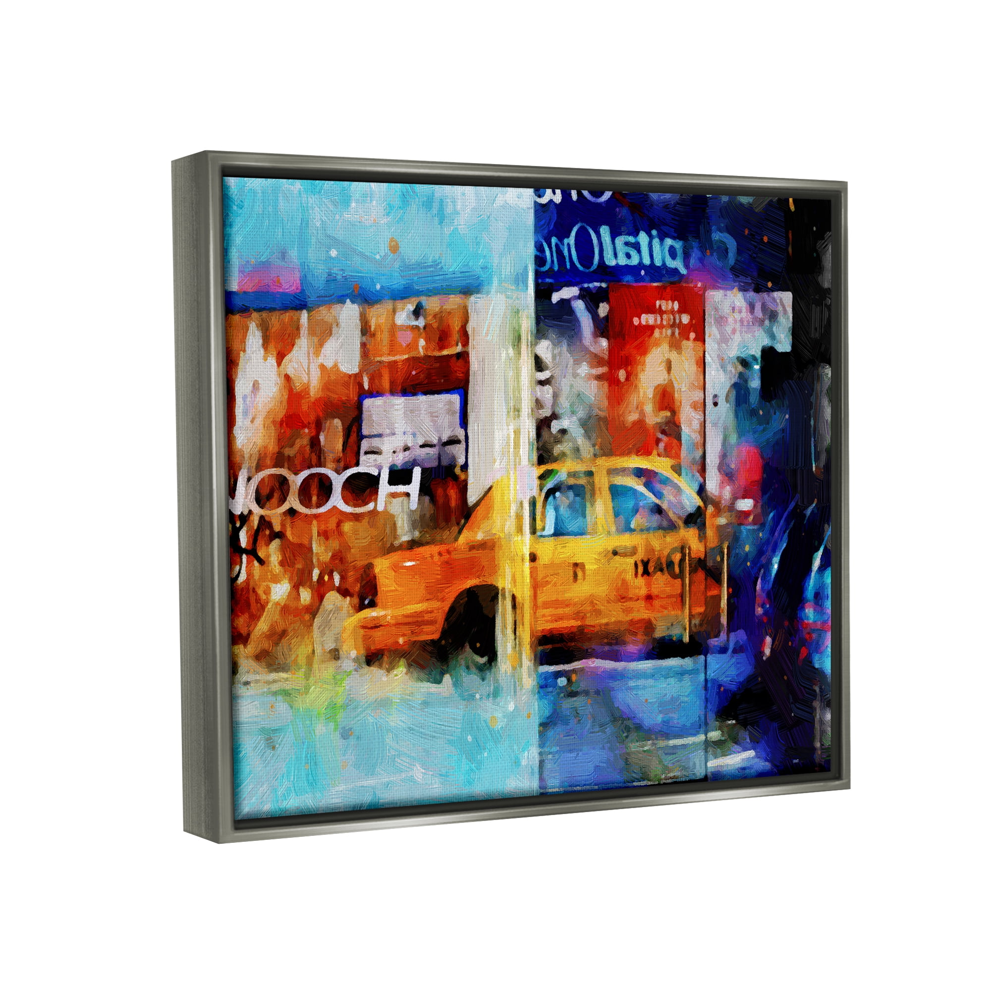 Stupell Industries Modern Taxi Collage Transportation Painting Gray Floater Framed Art Print Wall Art, 21 x 17