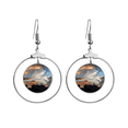 thumbnail image 1 of Dark Blue Sky Colorful Clouds Earrings Dangle Hoop Jewelry Drop Circle, 1 of 3