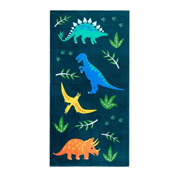 Wildkin Kids 100% Cotton Beach Towel for Boys and Girls (Jurassic Dinosaurs Blue)