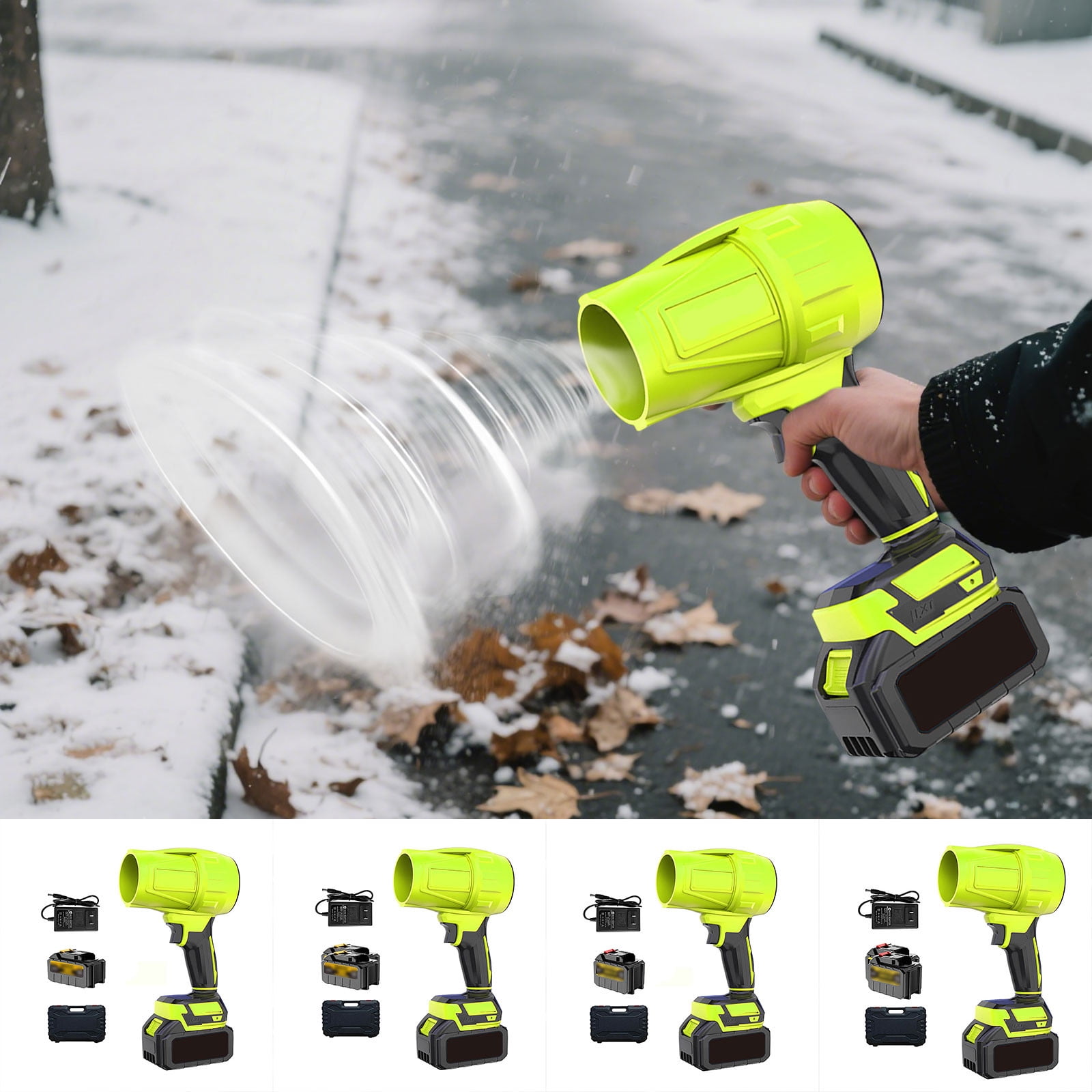 Handheld Blower, Handheld Leaf Blower, Cordless Leaf Blower, Ultra-Light, Ultra-Powerful, for Yard, Car Cleaning & Drying and Snow Removal(Green,15 Cells: One Battery Per Cell, One Charger)