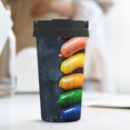 thumbnail image 6 of Zufioo Rainbow Sausages On Dark Slate Print Portable Insulated Coffee Cup, Stainless Steel Vacuum Cup with Lid, Leak-proof, Unisex, Suitable for Car, Cafe, Office, 6 of 8