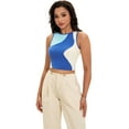 thumbnail image 7 of DARING DIVA Women's Color Block Ribbed Sleeveless Crop Tank Tops S Blue, 7 of 7