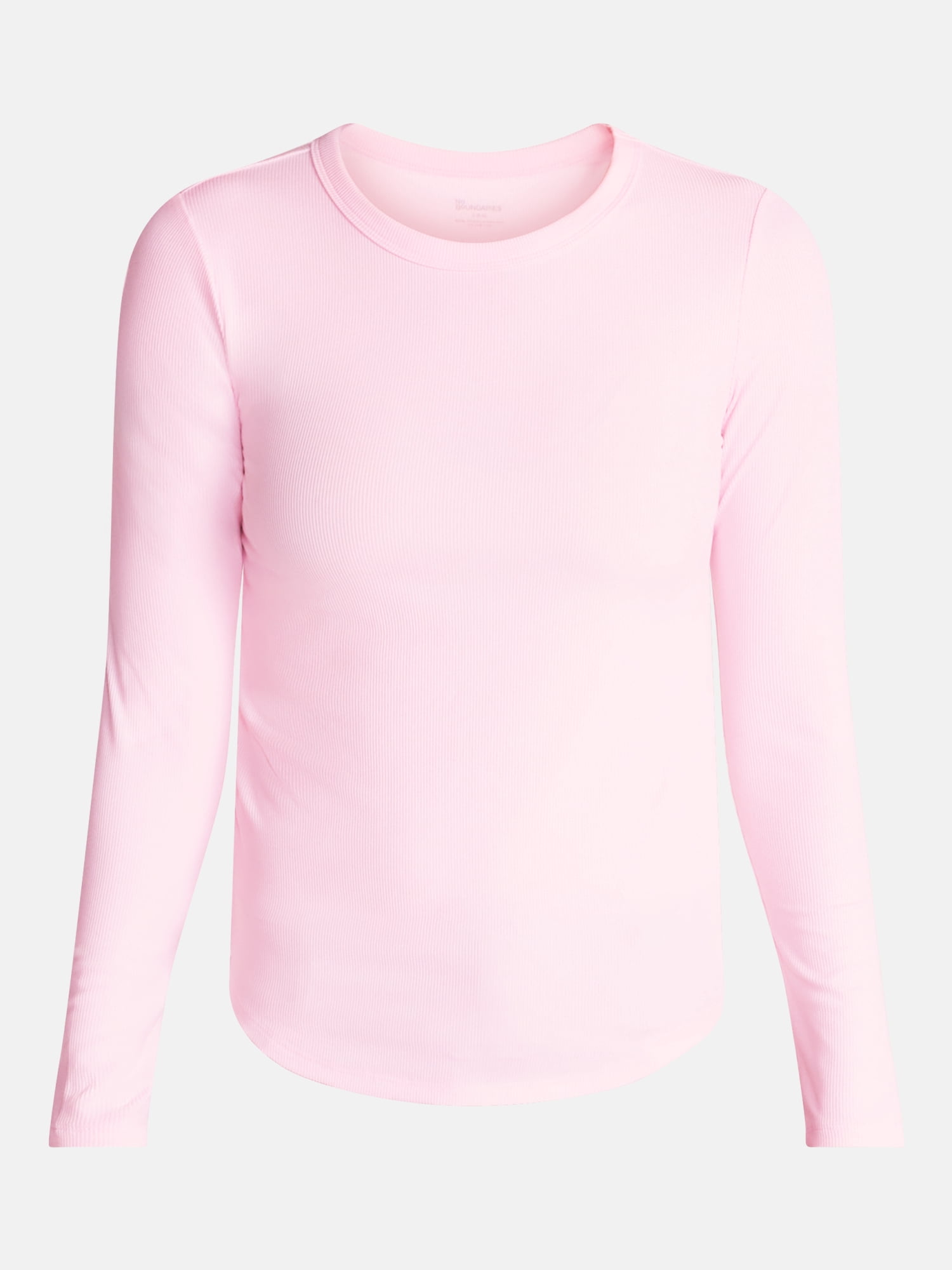 No Boundaries Ribbed Crewneck Tee with Long Sleeves, Women's and Women's Plus XXS-4X