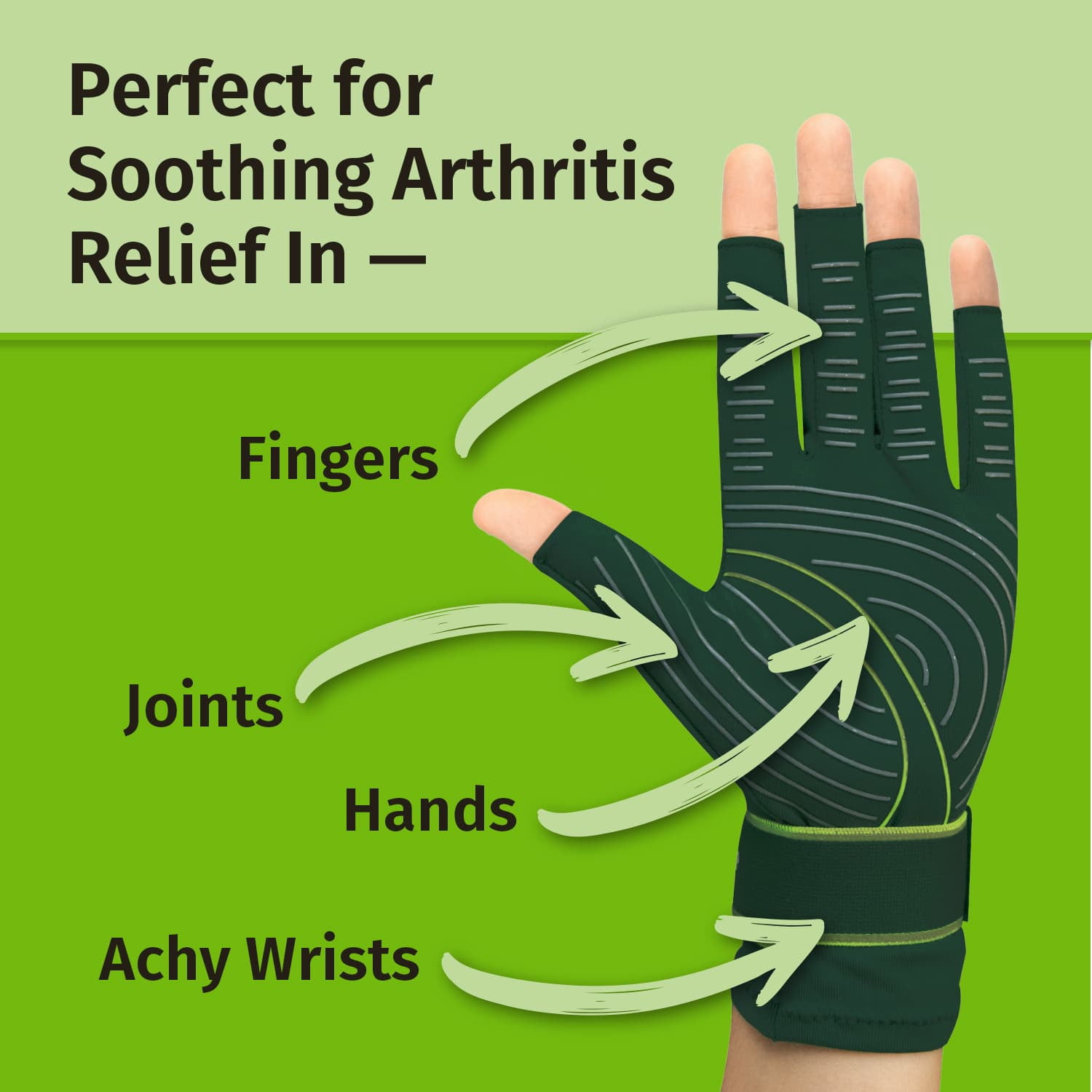 Hempvana Arthritis Compression Gloves - Fingerless Gloves Made with Hemp Plant Fibers - Support for Wrist & Hands