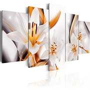 artgeist Canvas Print Flowers Lily 100x50 cm / 39"x20" 5pcs Home Decor Framed Stretched Picture Photo Painting Artwork Image b-C-0009-b-n