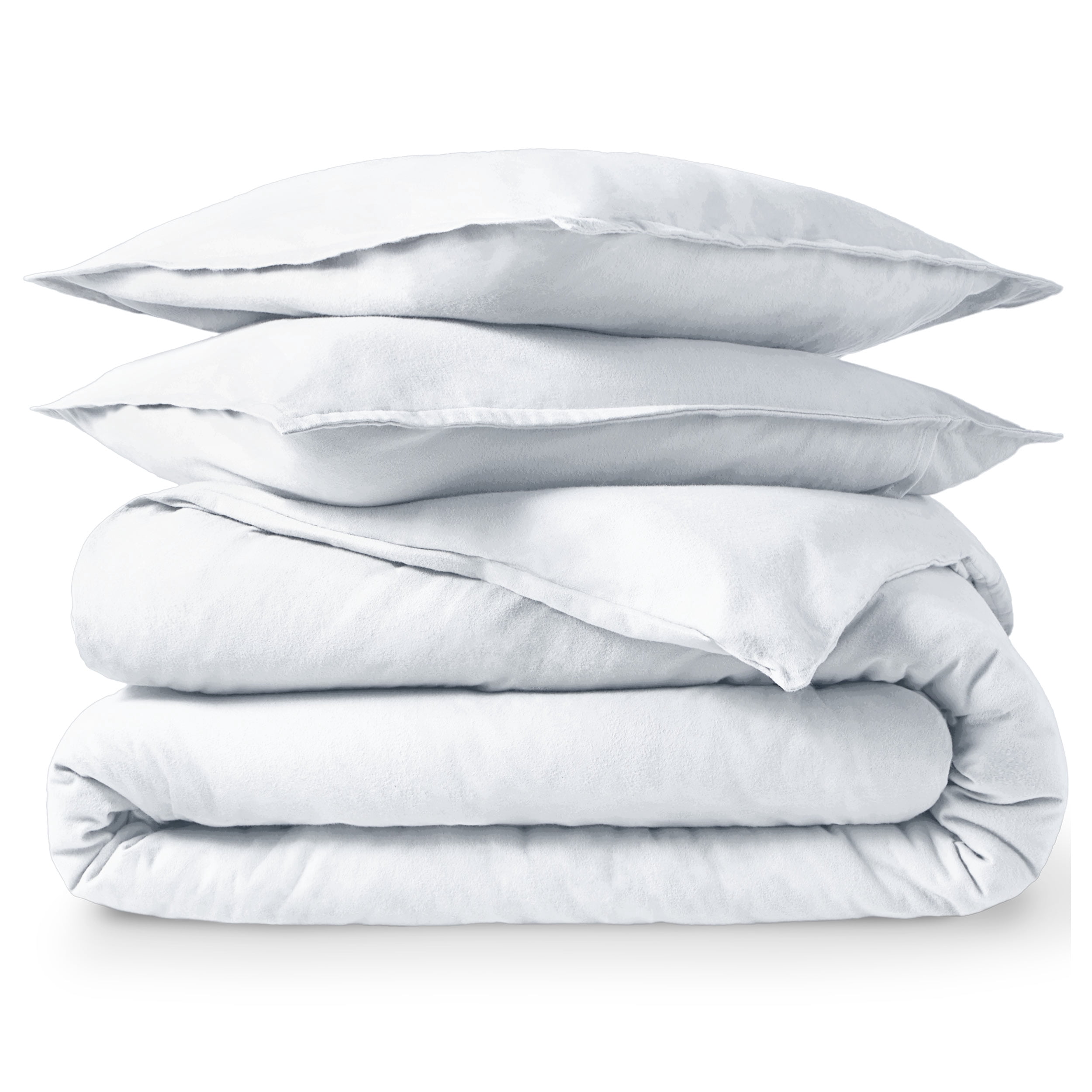 Bare Home Flannel Duvet Cover Set - 100% Flannel Cotton - Double Brushed - Cal King, White