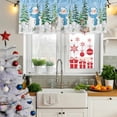 thumbnail image 5 of Blue Christmas Curtain Valances for Windows, Kitchen Valance Window Treatments Panel 2 Pack, Xmas Tree Snowman Elk Snowflake Rod Pocket Short Curtains for Bathroom Bedroom 60 x 18 Inch, 5 of 8