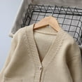 thumbnail image 4 of AINIYS Kids Boys Girls Button Closure V-Neck Cardigan Kid Knit Sweater Soft Cardigan with Pockets Khaki 7 Years, 4 of 8