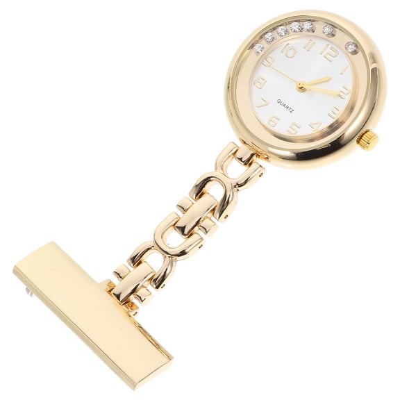 Raindrops Watch Lapel Pin in with Elegant Rhinestones and Chain for Medical Professionals