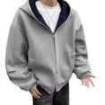 thumbnail image 3 of Enjoytime Zip Up Hoodie Men Long Sleeve Solid Color Fleece Hooded Jacket Loose Casual Streetwear Fall Winter Sweatshirt with Pockets, 3 of 8