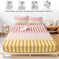 thumbnail image 5 of Twin Sze Fitted Sheet Set - Colorful Stripe 2 Piece Bedding Sets 16" Deep Pocket Fitted Sheet with 1 Pillowcase, Modern Pink Red Yellow Vertical Striped Brushed Microfiber Hotel Luxury Bed Sheets, 5 of 9