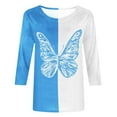thumbnail image 4 of Hauts à Manches 3/4 pour Femmes Mode Féminine T-Shirt Imprimé Ample Blouse Mi-Longue à Manches 3/4 Col Rond Hauts Décontractés T-Shirts en Coton pour Femmes T-Shirts pour Femmes Mode, 4 of 4