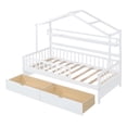 thumbnail image 5 of Harper & Bright Designs Twin Size House Bed with Drawers and Storage Shelves, Kids Platform Bed with Fence Rails Wood Playhouse Tent Bed Frame for Girls Boys, White, 5 of 10