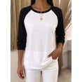 thumbnail image 3 of Gynyvoja Long Sleeve Shirts for Women Color Block Raglan Tops Casual Crewneck Basic Tees Fall Fashion Black XL, 3 of 6