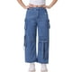 thumbnail image 1 of Pantalones de mezclilla casuales de mujer INSPIRE CHIC, de pierna ancha y media altura, con bolsillos cargo, color azul M, 1 of 6