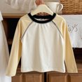 thumbnail image 2 of Toddler Girls Long Sleeve Shirts Soft & Cozy Pullover Tee Color Block Shirts for Girls Daily School Cute Tops Girls Shirts Size 12-18 Months, 2 of 4