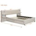 thumbnail image 2 of Harper & Bright Designs Queen Size Upholstered Platform Bed with Large Ultra-Soft Headboard and Reading Lights, Linen Platform Bed Frame with Drawers, Trundle and Shelves, Beige, 2 of 16
