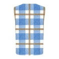 thumbnail image 4 of Fanxing Plus Size Plaid Vests for Women Button Down Collared Sleeveless Jacket Vintage Color Block Vest with Pockets Light Blue 5XL, 4 of 5