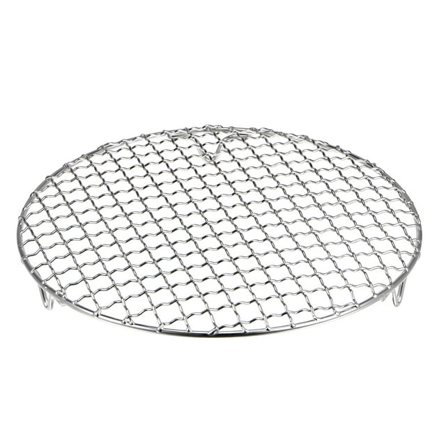 Unique Bargains Grille de Cuisson Ronde, Grille de Barbecue en Fil Croisé en Acier Inoxydable de 8,3 Pouces avec Pieds
