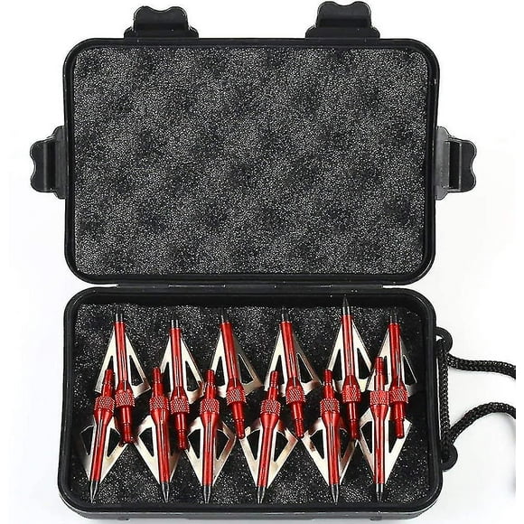 12 X Aluminum Bow Crossbow Hunting Arrowheads With 3 430 Stainless Steel Blades With Storage (black)