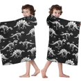 thumbnail image 4 of Black Dinosaurs Skeleton Text Pattern Hooded Bath Towel，50"x30" for Ages 3 To 12 Kids, Quick Dry Lightweight Soft Microfiber Hood Beach Towel Cover Up for Kids, 4 of 7