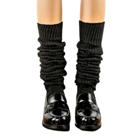 

JUNTEX Women Winter Ribbed Knit Slouch Top Thigh High Stockings Japanese Lolita Student Uniform Loose Over Knee Boot Socks