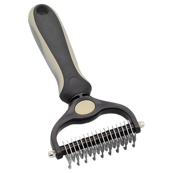 1Pcs Pet Grooming Rake - Double-Sided Deshedding Dematting Tool, Undercoat Rake for Dogs & Cats, Dog Grooming Brush & Deshedder Comb for Long Hair, Reduces Shedding, 4X4In (Grey)