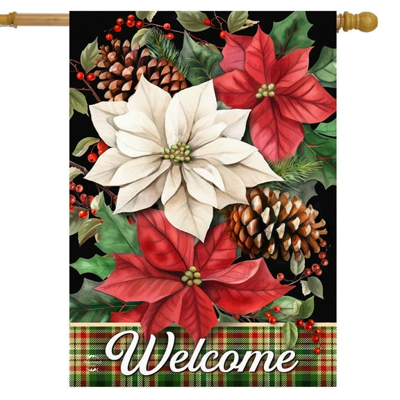 Briarwood Lane Mixed Poinsettias House Flag