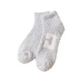 thumbnail image 2 of MSJUHEG Fuzzy Socks,Slipper Socks,Fluffy Socks,Bearpaw Socks,Cloud Socks,Striped Letter Carpet Plus Velvet Socks Thickened Floor Sleeping Plush Socks Dark Gray 1 One Size, 2 of 3