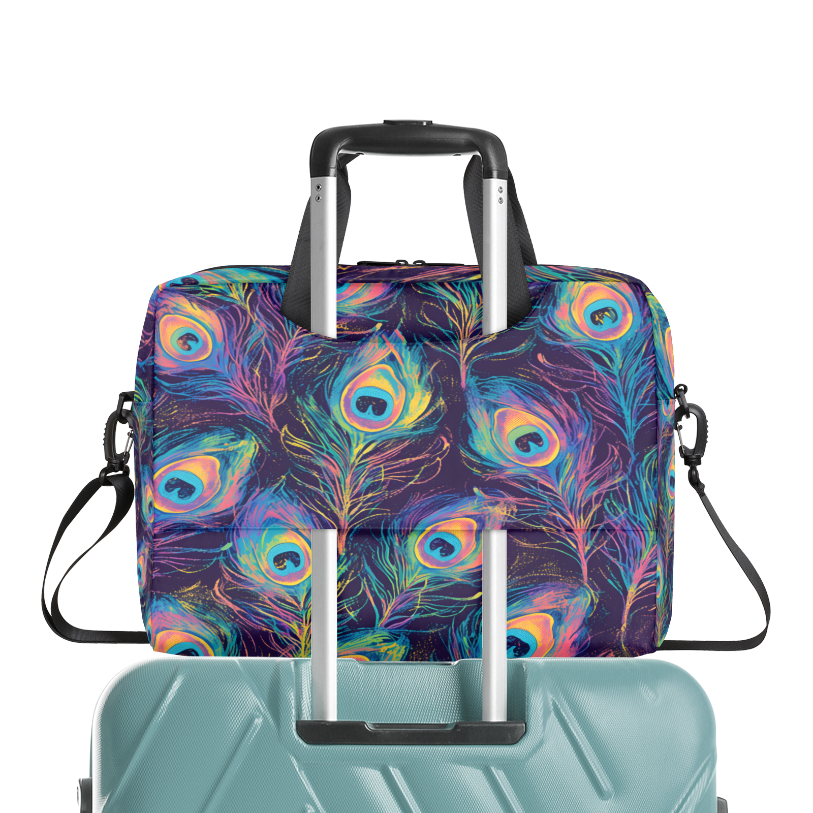 Herdesigns Peacock Feather Laptop Bag for Women Men, Computer Case Briefcase Messenger Bags, 15-15.6 inch Laptop Sleeve Shoulder Bag