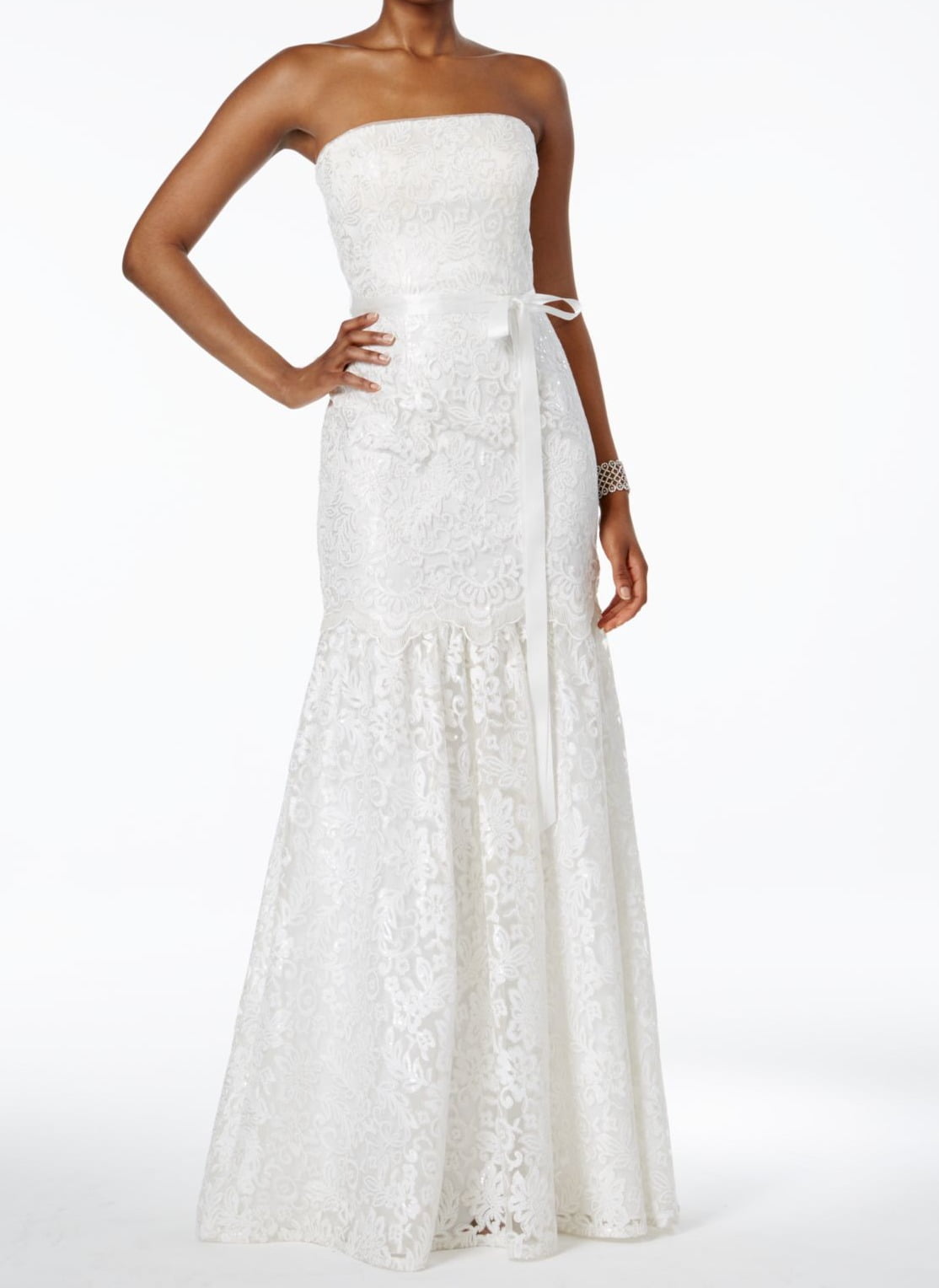 adrianna papell white gown