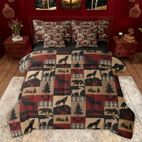 jejeloiu Rustic Wesetrn Aztec 7pcs Bedding Comforter Set,Jungle Moose Bear Queen Bedding Sets,Country Farmhouse Lodge Queen Sheet Sets For Men Women,Super Cozy Room Decor Reversible