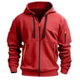thumbnail image 6 of Delconic Mens Zip Up Hoodie Jacket Long Sleeve Drawstring Hood Sweatshirt with Multiple Zipper Pockets Casual Active Outerwear Red 3XL, 6 of 9