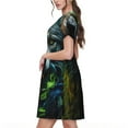 thumbnail image 2 of Easygdp Realistic Style Colorful Wolf A para Vestido Transpirable de Mujer, Vestido Suelto de Manga Corta con Pliegues y Bolsillos para el Verano, 2 of 6