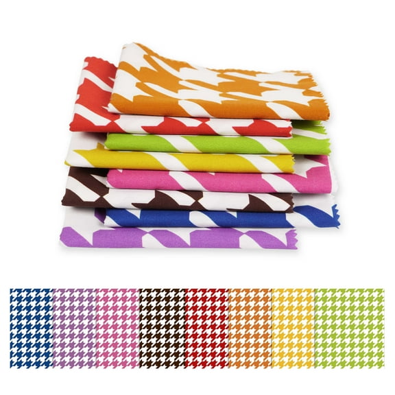 Soimoi 8 Pc Fat Quarter Bundle,HoundstoothPrint 18"x 22"DIY Patchwork-100% CottonPre-Cut Quilting Fabric Multicolor