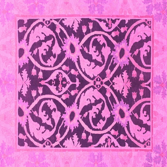 Ahgly Company Indoor Square Abstract Pink Modern Area Rugs, 7' Square