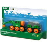 BRIO World 33698 - Clever Crane Wagon Set - 4 Piece Wooden Toy Train Set for Kids | Imaginative Play | Compatibility with Other Sets | FSC-Certified Wood