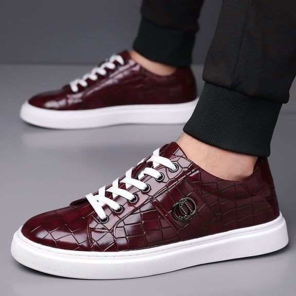 Versatile and Comfortable Trendy Men's Shoes, Breathable and Wear- Daily Essentials. Fashionable Men's Alligator Pattern Casual Shoes, Low-top Sneakers