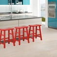 thumbnail image 4 of eHemco Heavy-Duty Solid Wood Saddle Seat Kitchen Counter Height Barstools, 24 Inches, Red, Set of 3, 4 of 5