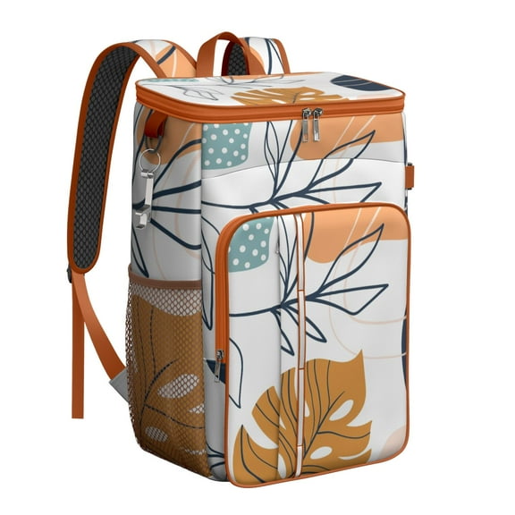 Abstract Vintage Floral Insulated Cooler Backpack - 20L Soft Cooler Bag, Hippie Retro Style
