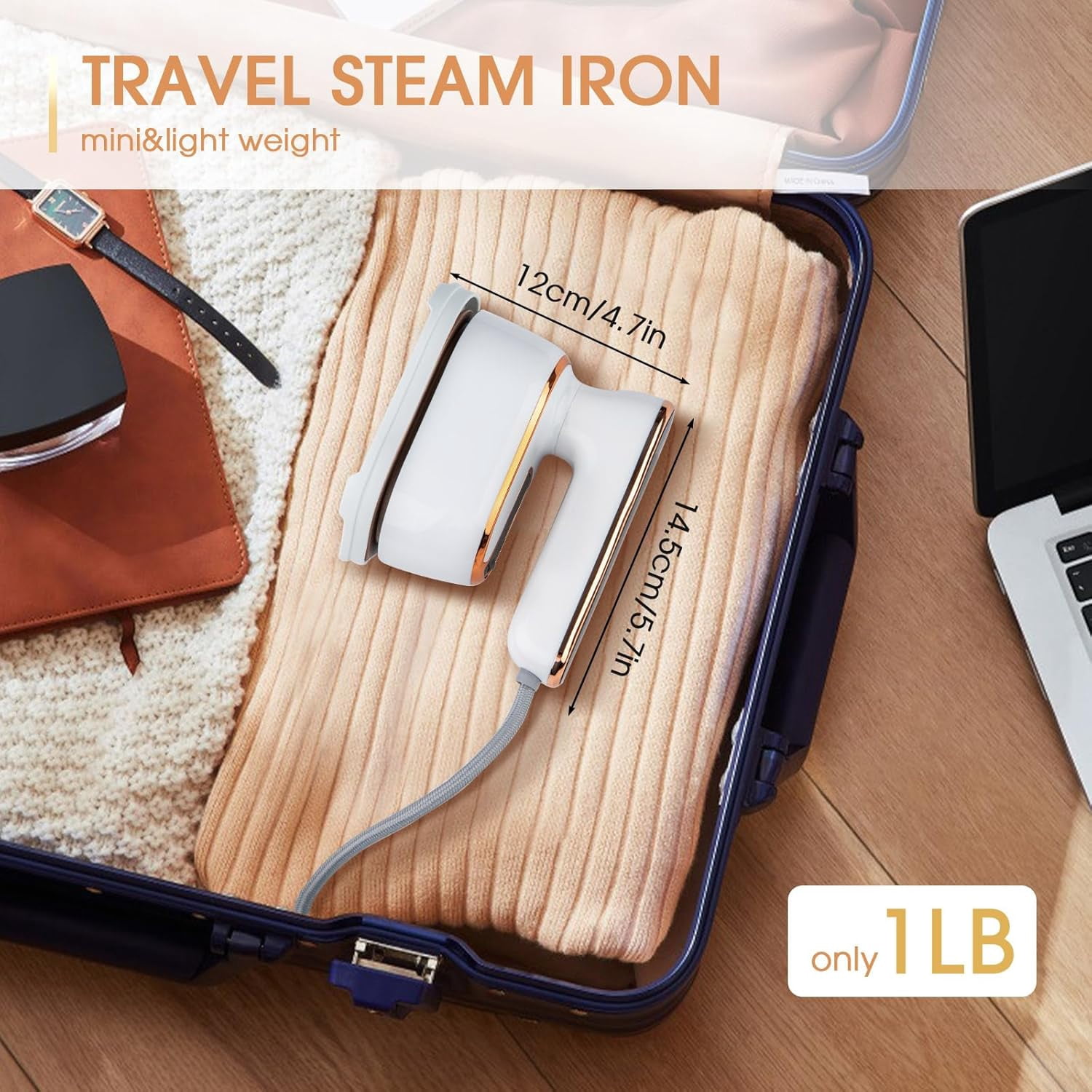 Travel Iron Steamer for Clothes, 2 in 1 Dry and Wet Mini Portable Clothing Steam, 1000W Foldable Handheld Garments Steamer Iron 4Mode with LCD Display, 9s Fast Heat-up, 180° Swivel Wrinkles Remover