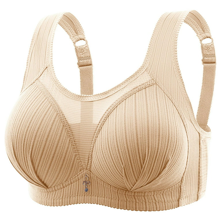 safuny Everyday Bra for Women Seamless Smoothing Behind Buckle Breathable  Exhaust Base Non-Steel Ring Wireless Ultra Light Lingerie Brassiere Underwear  Comfort Daily Beige M 